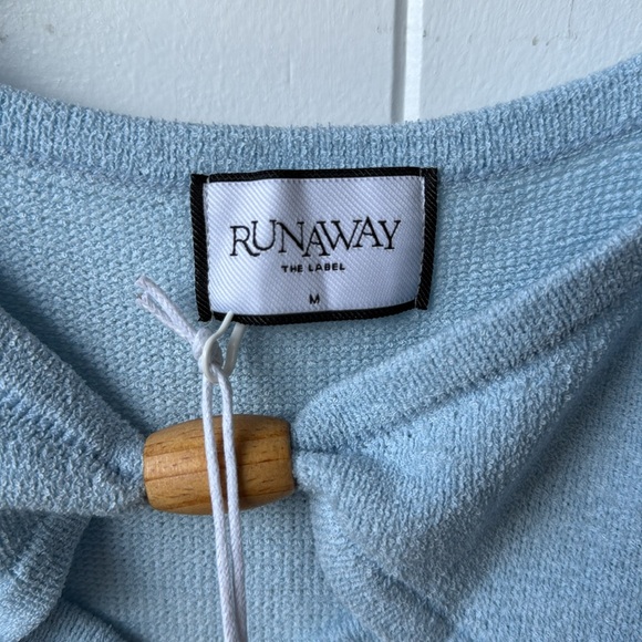 Runaway The Label Normani Light Ice Blue Midi Knit Bodycon Cut Out Bead Dress M - Picture 8 of 8